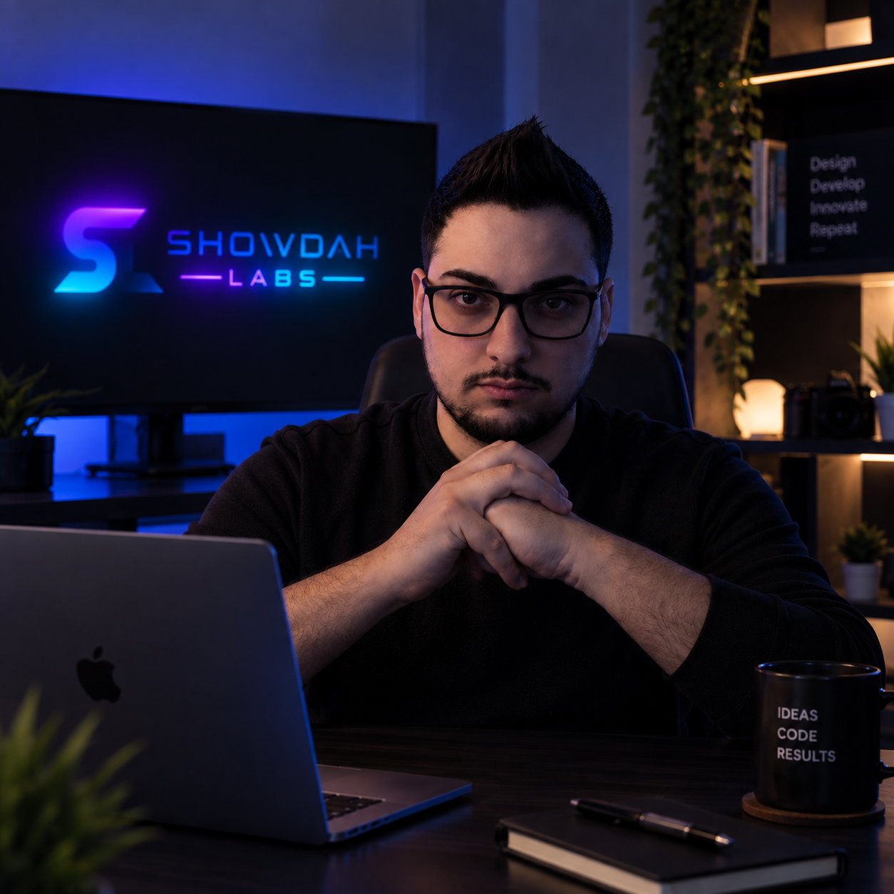 Tommaso Corrao nel suo studio, founder e developer di Showdah Labs